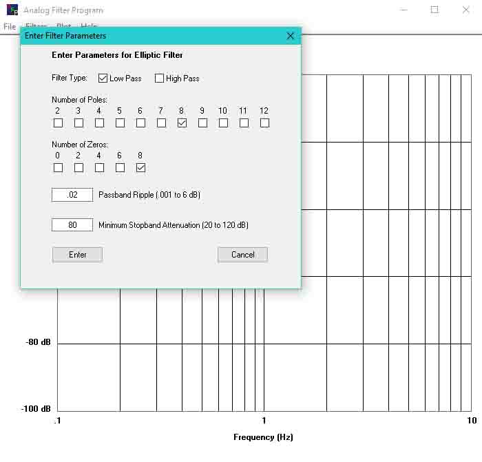 Enter Filter Parameters