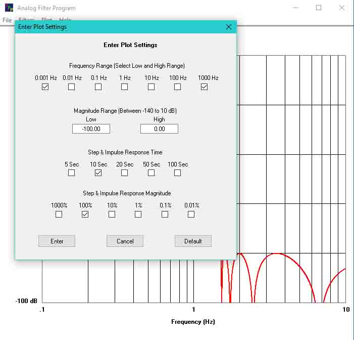 Change Frequency Range Plot Settings